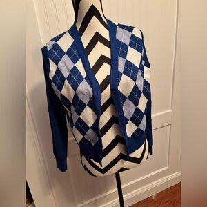 Blue Argyle Button-Up - Women's Layering Cardigan